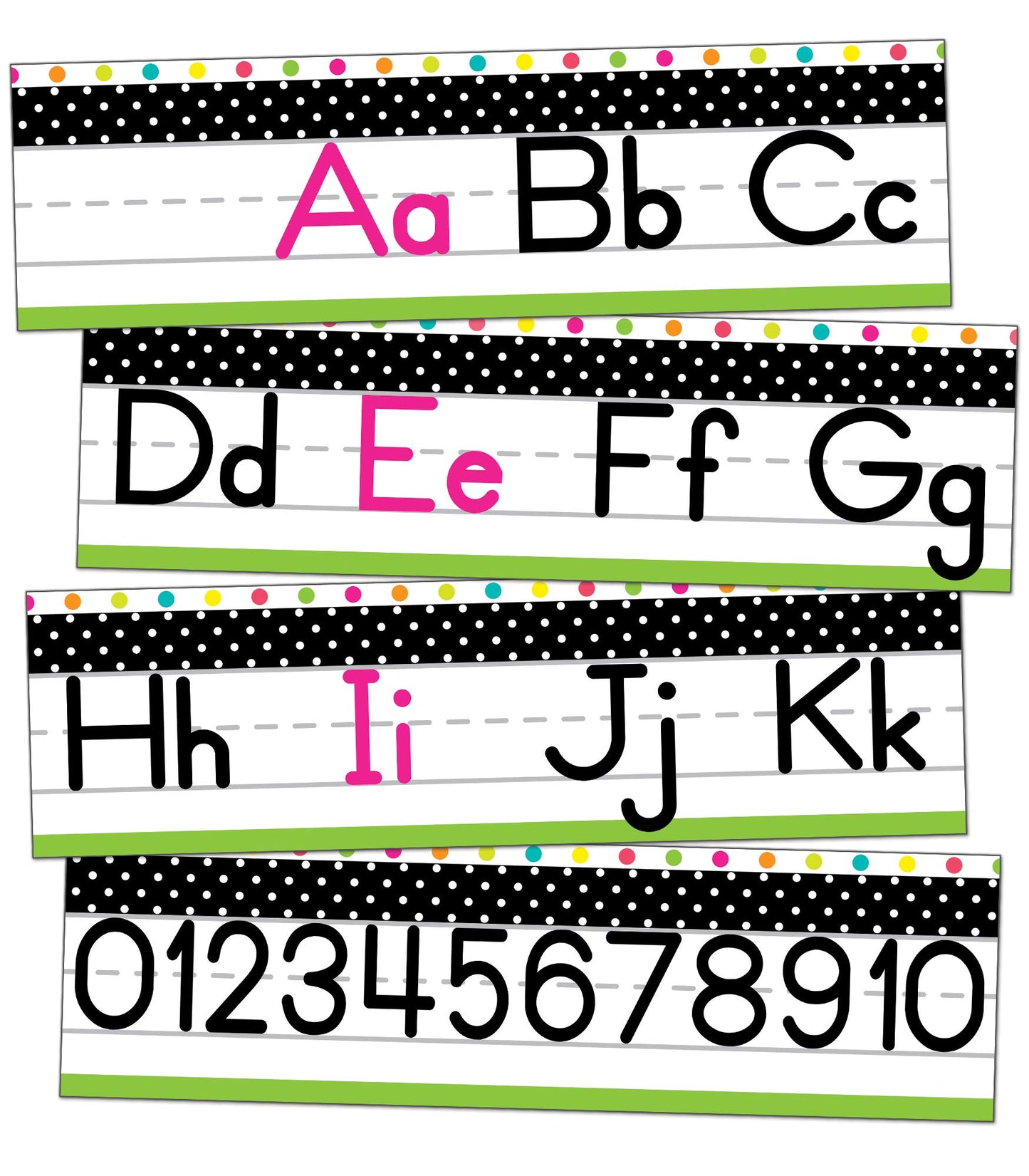 Schoolgirl Style Tropical Alphabet Manuscript Bulletin Board, 8 Pc