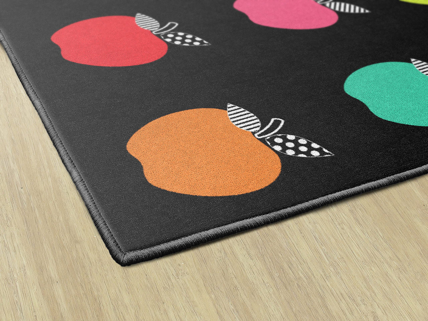 Flagship Carpets Black & White Apple Sit Spot Classroom Rug 5'x7'6"