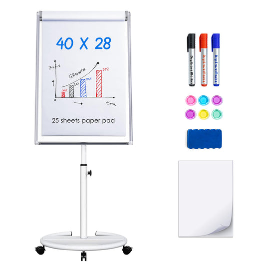 Maxtek Magnetic Mobile Whiteboard Easel 40x28 in Dry Erase