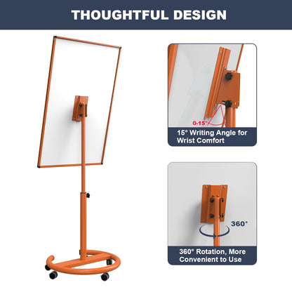 Mobile Whiteboard on Wheels | 40x26 In. Height-Adjustable