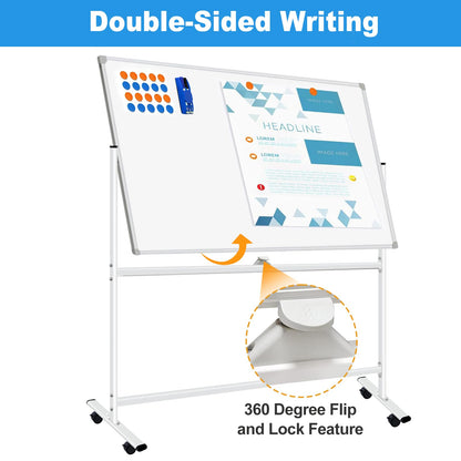 BSTPCOO 40x28" Double-Sided Magnetic Rolling Whiteboard with Stand