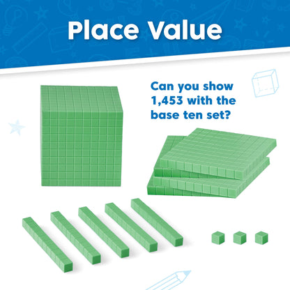 hand2mind Foam Base Ten Blocks Complete Math Manipulative Set, 644 Pc