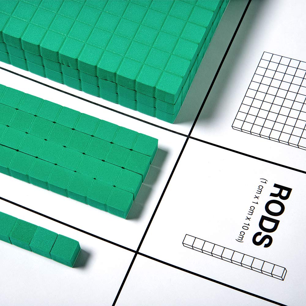 hand2mind Foam Base Ten Blocks Complete Math Manipulative Set, 644 Pc