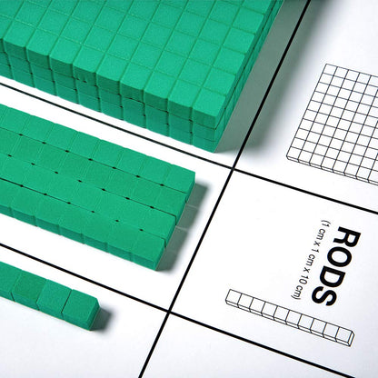 hand2mind Foam Base Ten Blocks Complete Math Manipulative Set, 644 Pc