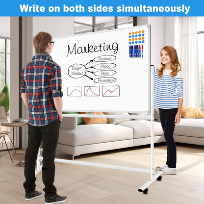 BSTPCOO 40x28" Double-Sided Magnetic Rolling Whiteboard with Stand