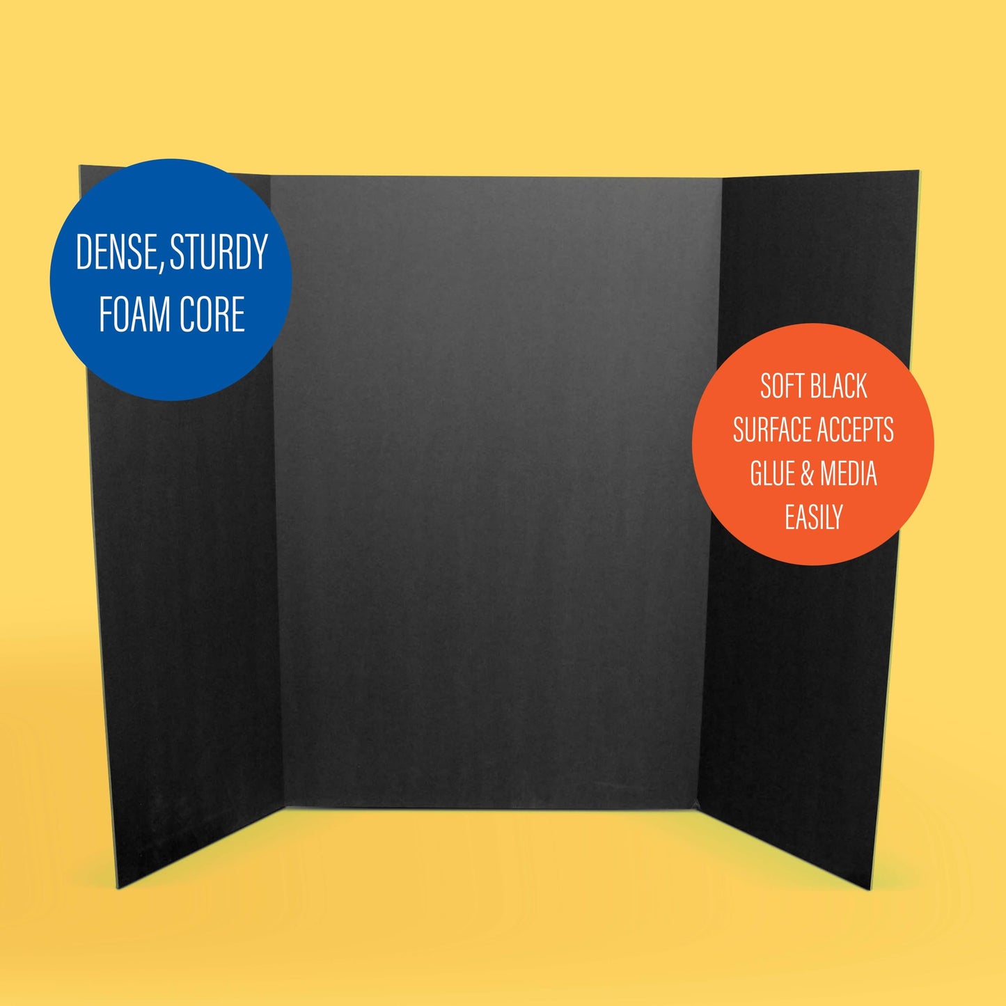 Flipside 36"x48" Black Tri-Fold Foam Project Boards – 10 Pack
