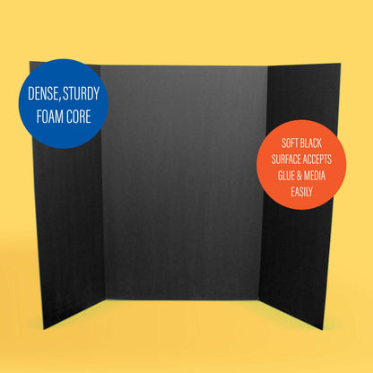 Flipside 36"x48" Black Tri-Fold Foam Project Boards – 10 Pack