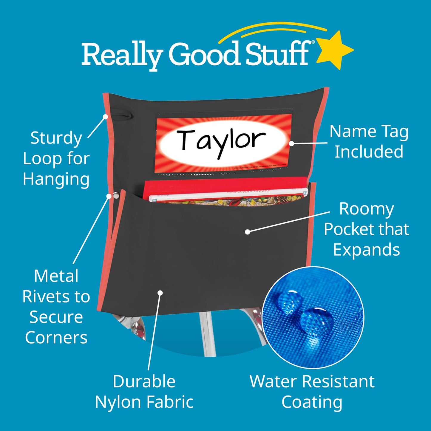 Really Good Stuff Chair Pockets Classroom Organizer 12-Pack