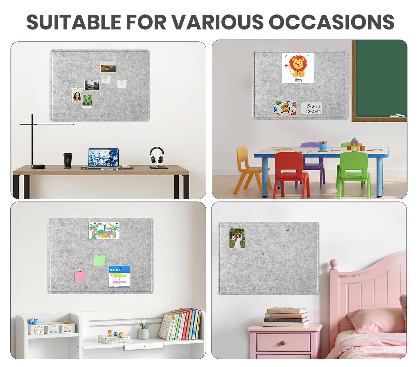 Extra Large Felt Pin Board 96" x 48" – Silver Gray Bulletin Board