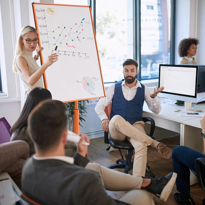 Mobile Whiteboard on Wheels | 40x26 In. Height-Adjustable