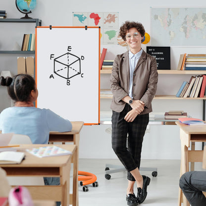 Mobile Whiteboard on Wheels | 40x26 In. Height-Adjustable