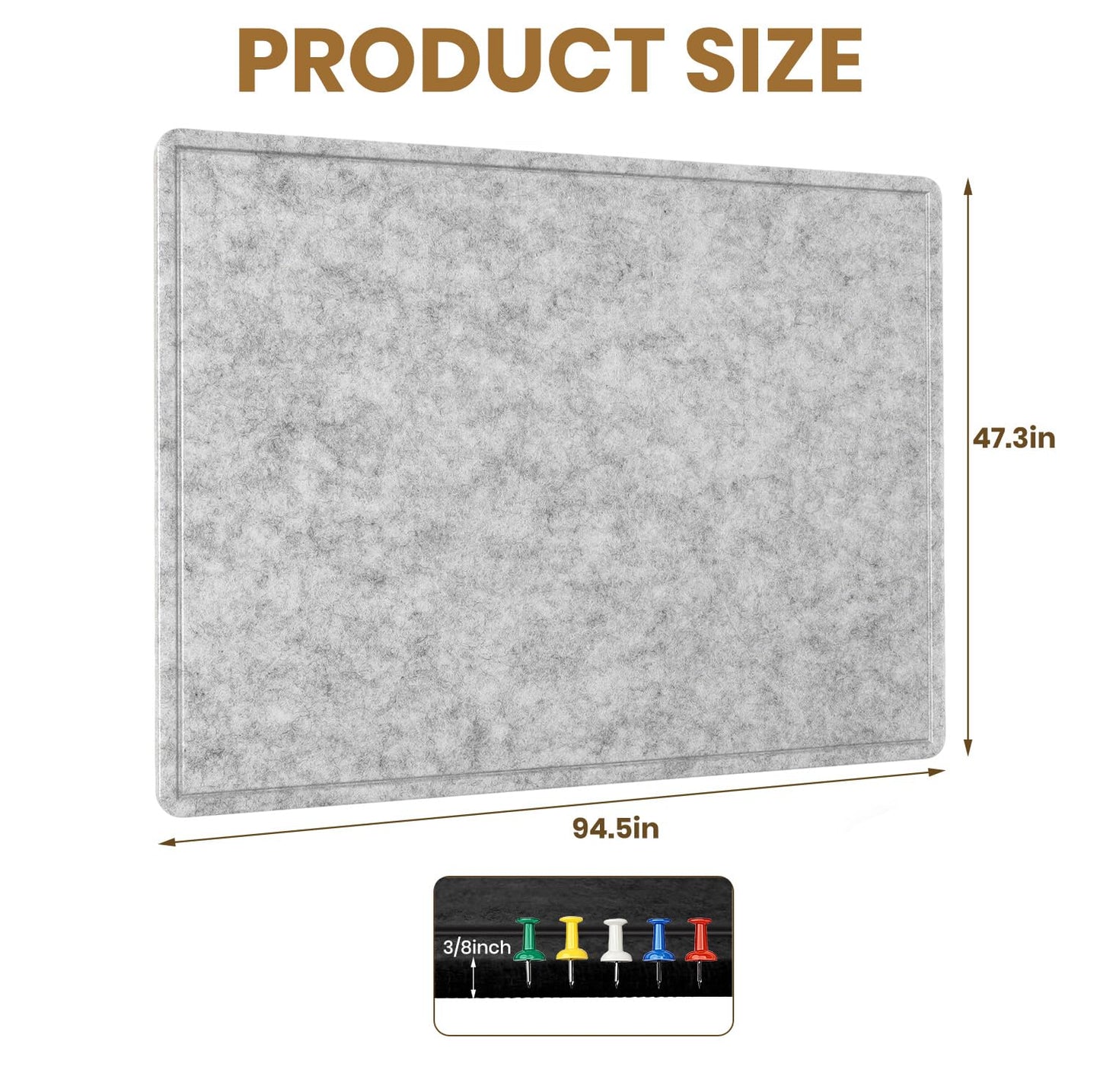 Extra Large Felt Pin Board 96" x 48" – Silver Gray Bulletin Board