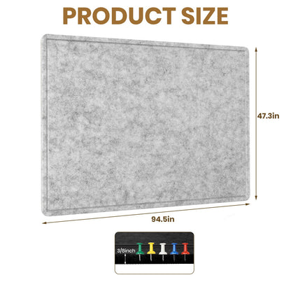 Extra Large Felt Pin Board 96" x 48" – Silver Gray Bulletin Board
