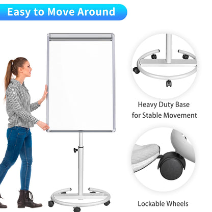 Maxtek Magnetic Mobile Whiteboard Easel 40x28 in Dry Erase