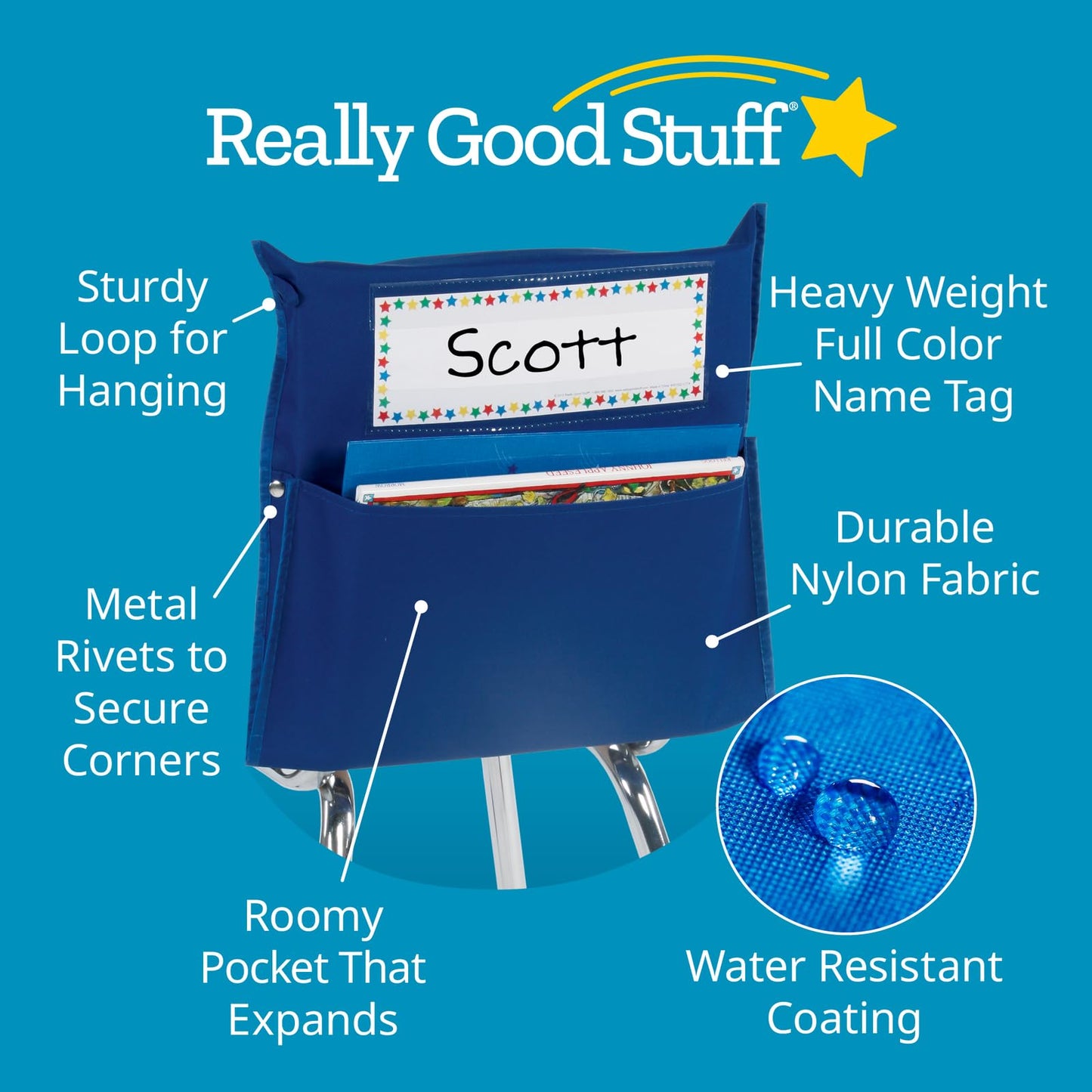 Really Good Stuff Chair Pockets Classroom Organizer, Set of 24