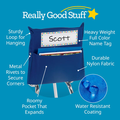 Really Good Stuff Chair Pockets Classroom Organizer, Set of 24