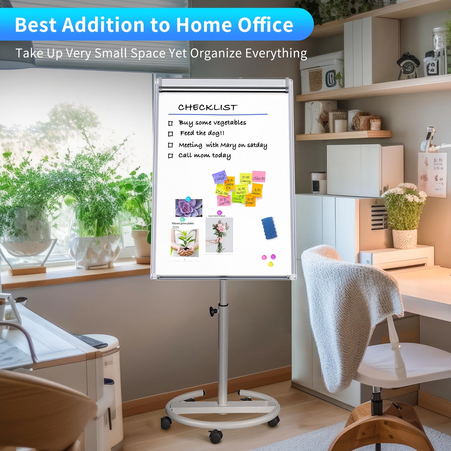 Maxtek Magnetic Mobile Whiteboard Easel 40x28 in Dry Erase