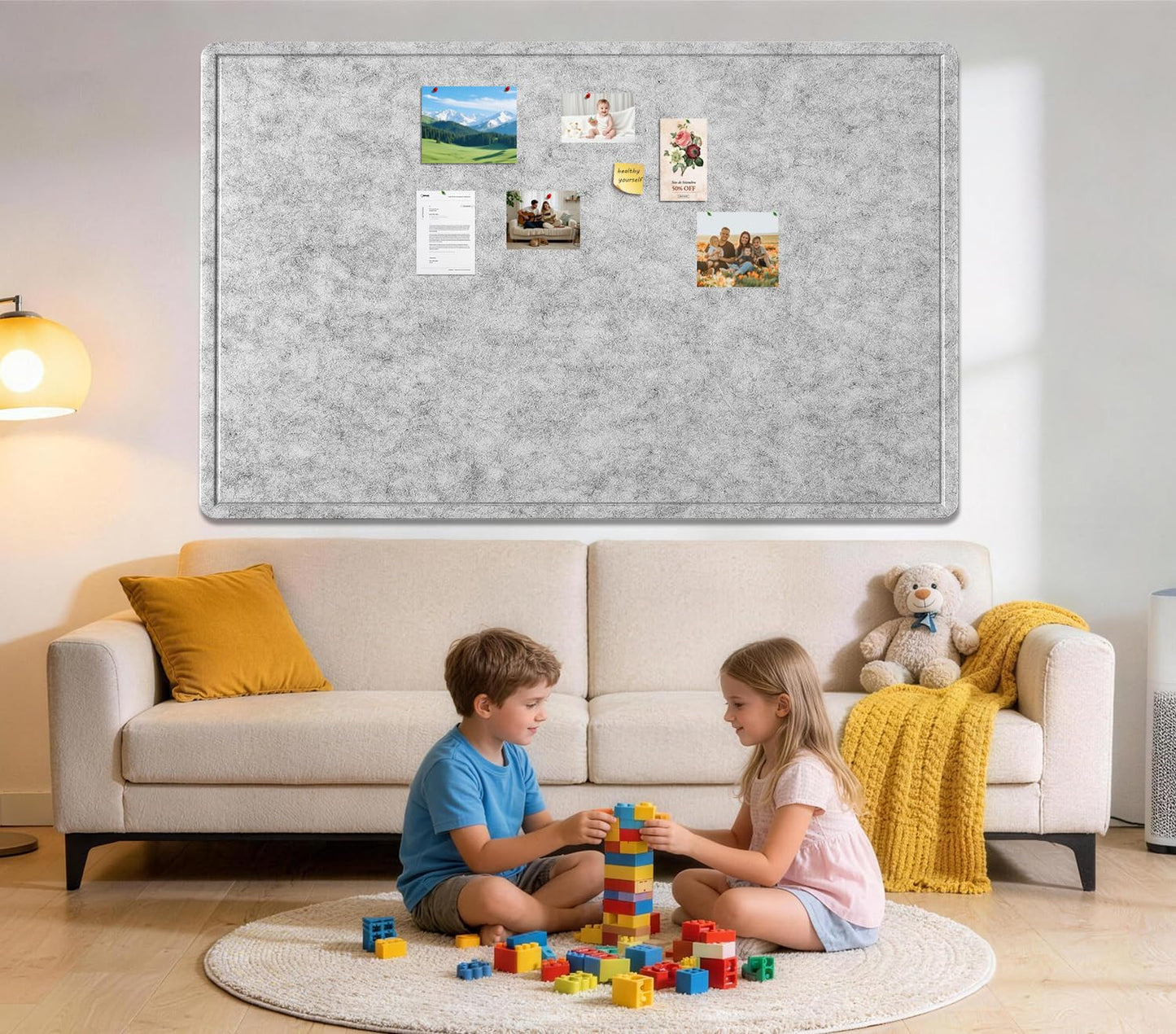 Extra Large Felt Pin Board 96" x 48" – Silver Gray Bulletin Board
