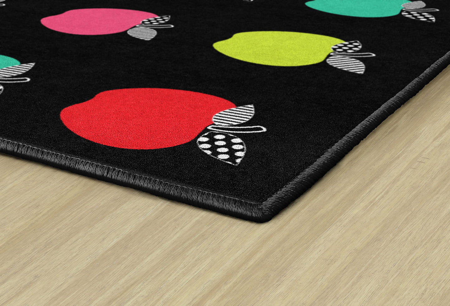 Flagship Carpets Black & White Apple Sit Spot Classroom Rug 5'x7'6"