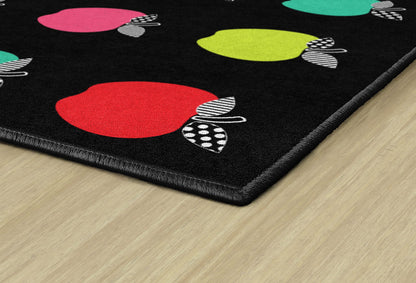 Flagship Carpets Black & White Apple Sit Spot Classroom Rug 5'x7'6"