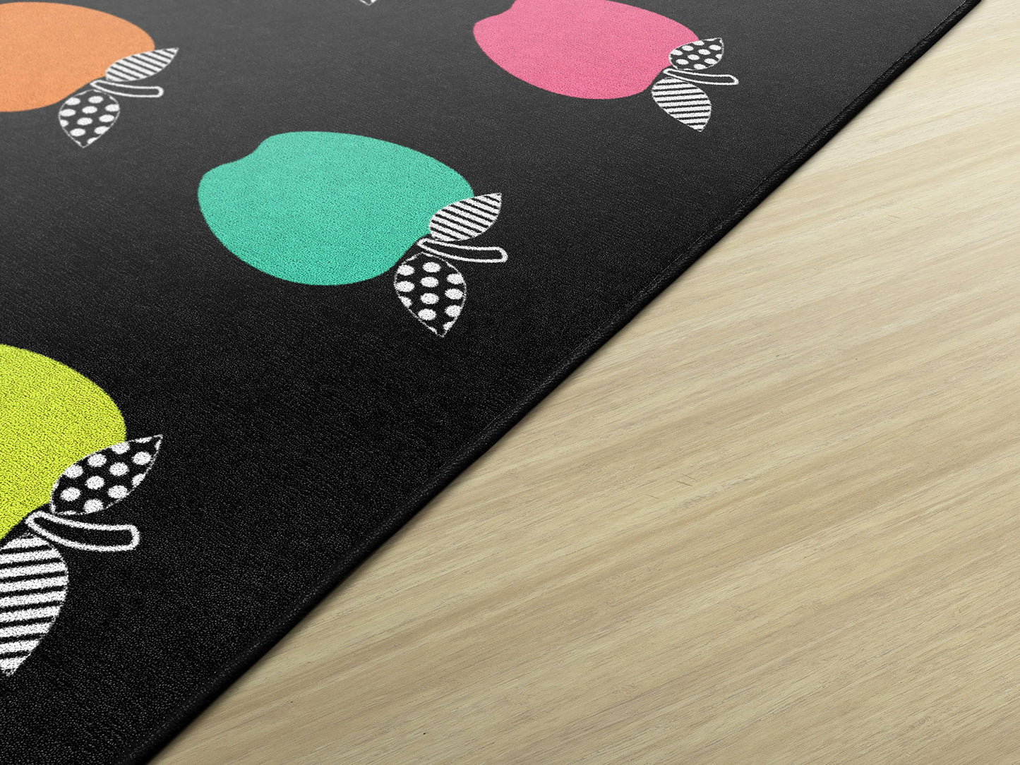 Flagship Carpets Black & White Apple Sit Spot Classroom Rug 5'x7'6"