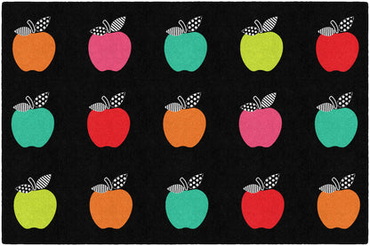 Flagship Carpets Black & White Apple Sit Spot Classroom Rug 5'x7'6"